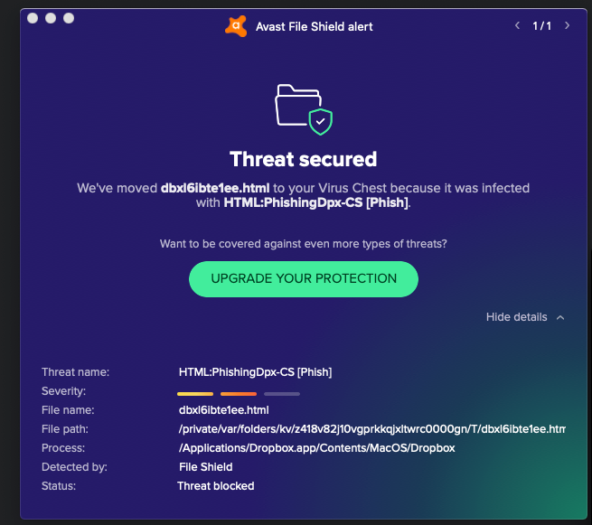 Avast notification