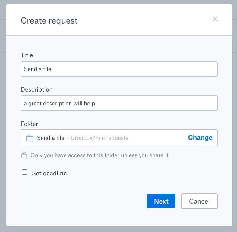 Dropbox - File request