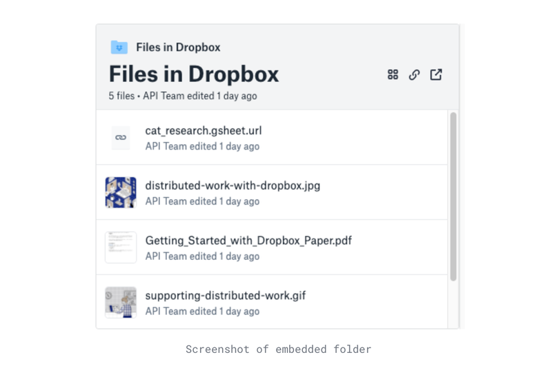 Example of an embedder folder - Dropbox