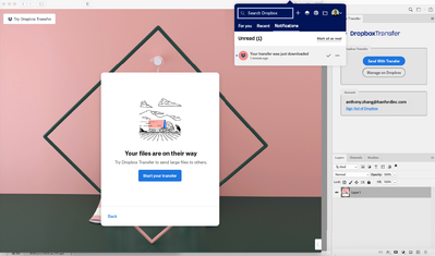 Adobe Photoshop and Dropbox Transfer on Creative Cloud