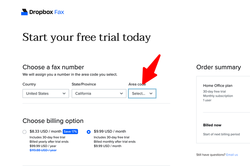 i cant sign up for a free trial for dropbox fax - Dropbox Community