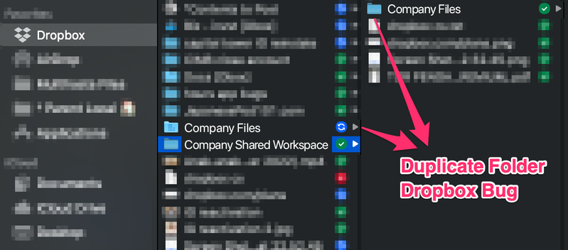 dropbox duplicate folder bug after disband team screen shot