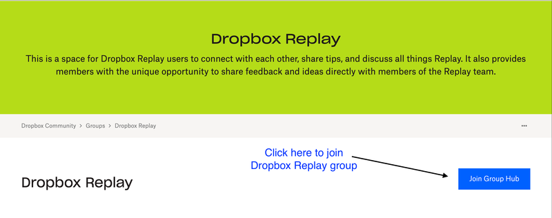 Join the Dropbox Replay group