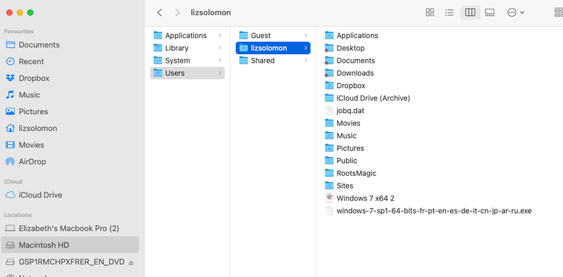 Macintosh HD on my Computer via Finder