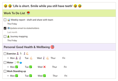 Maureen's to-do list