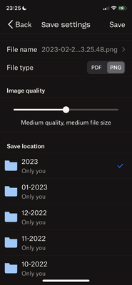 Choosing the folder to save