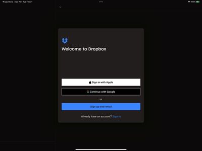 Logging in to Dropbox