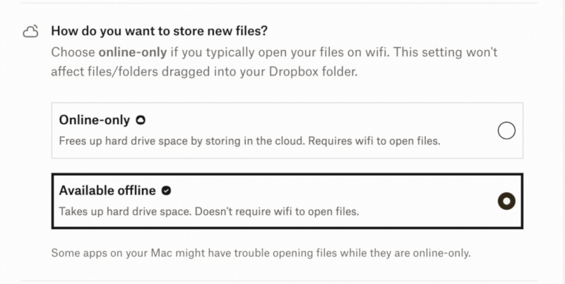 Make your files online-only