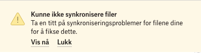 "Could not synchronize files" in Norwegian