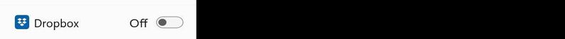 This picture shows that the Dropbox setting is marked "Off"